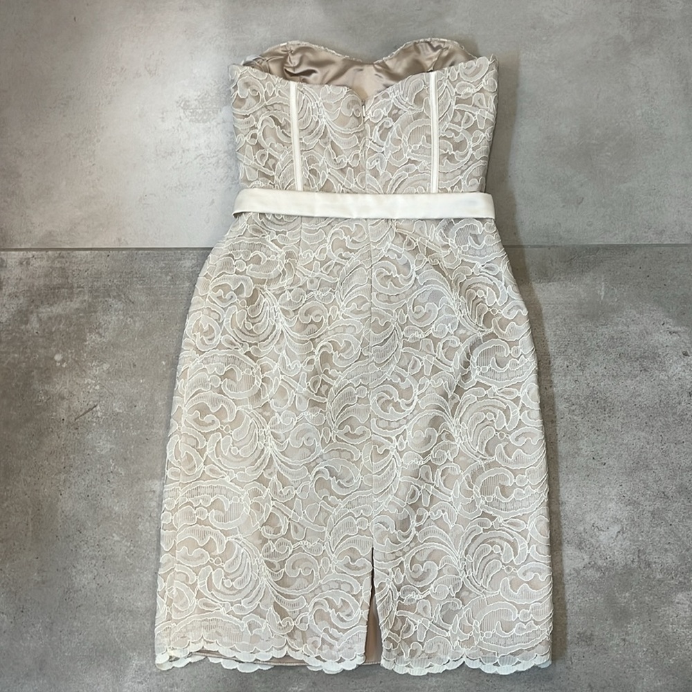 Dessy Collection by Vivian Dimond Ivory Strapless Sweetheart Lace Dress - Picture 4 of 6
